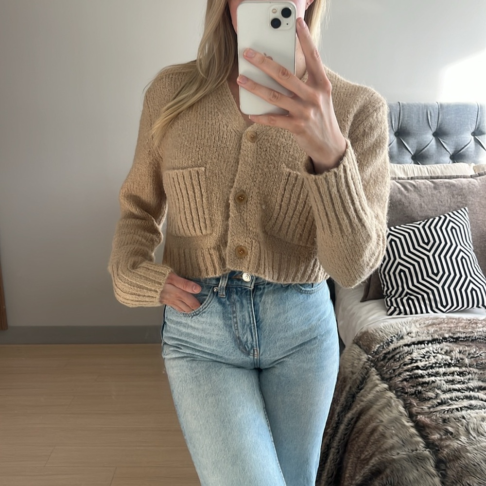 Zara Tan Button Up Cardigan